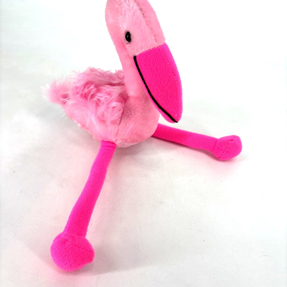 Vintage Plush Flamingo 15" Pink Bird Long Legs Saw Dust Filled Mid Century 60s